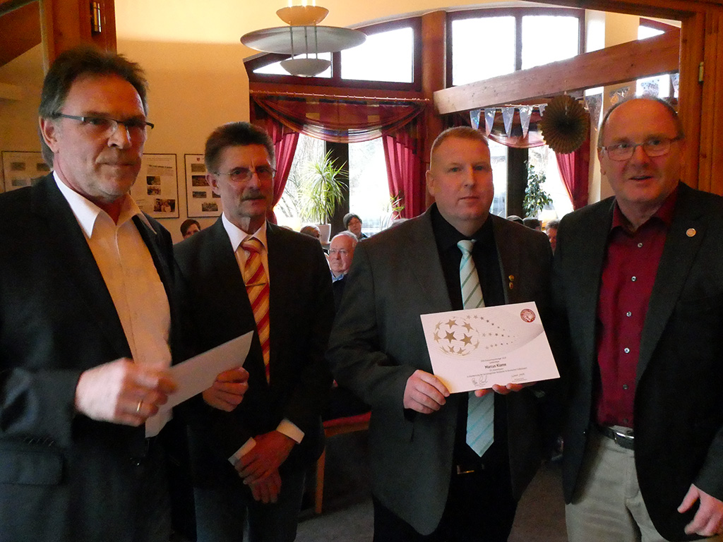 (Foto F. Schildt: v. l .n. .r. Michael Grell, Peter Skusa, Marcus Klame und Axel Zielinski) Neujahrsempfang Marcus - (Foto F. Schildt: v. l .n. .r. Michael Grell, Peter Skusa, Marcus Klame und Axel Zielinski)